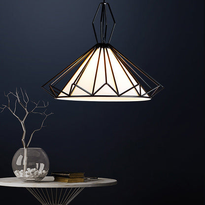 Contemporary Scandinavian Diamond Conical Iron PVC 1 - Light Pendant Light For Dining Room