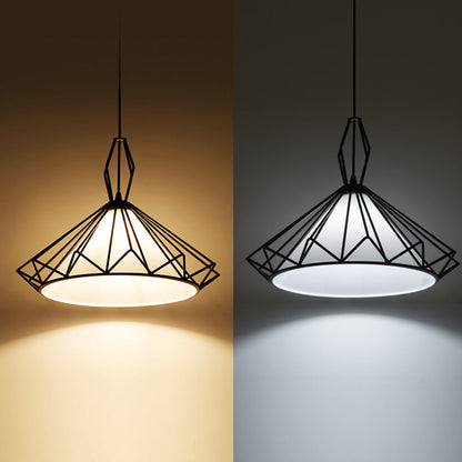 Contemporary Scandinavian Diamond Conical Iron PVC 1 - Light Pendant Light For Dining Room
