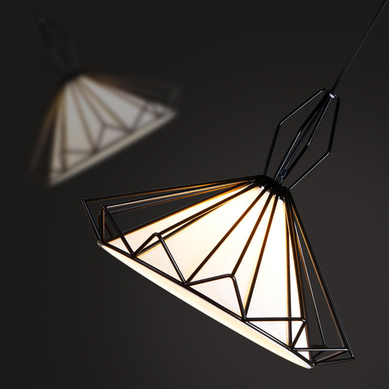 Contemporary Scandinavian Diamond Conical Iron PVC 1 - Light Pendant Light For Dining Room