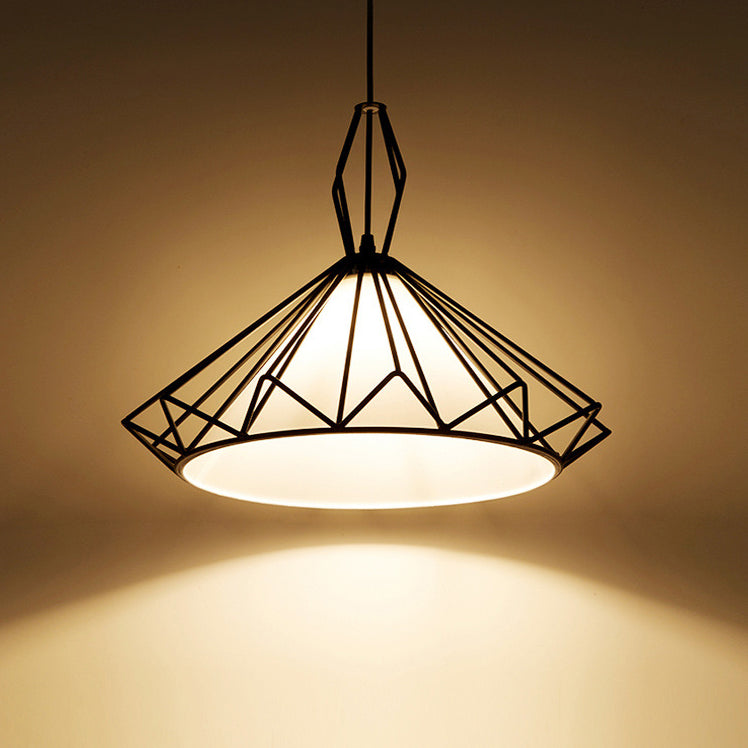 Contemporary Scandinavian Diamond Conical Iron PVC 1 - Light Pendant Light For Dining Room