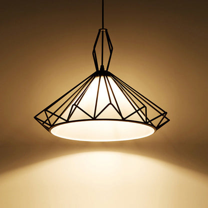 Contemporary Scandinavian Diamond Conical Iron PVC 1 - Light Pendant Light For Dining Room