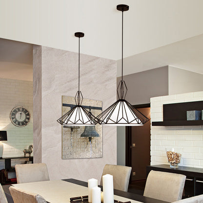 Contemporary Scandinavian Diamond Conical Iron PVC 1 - Light Pendant Light For Dining Room