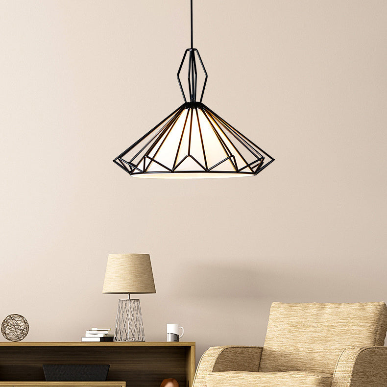 Contemporary Scandinavian Diamond Conical Iron PVC 1 - Light Pendant Light For Dining Room