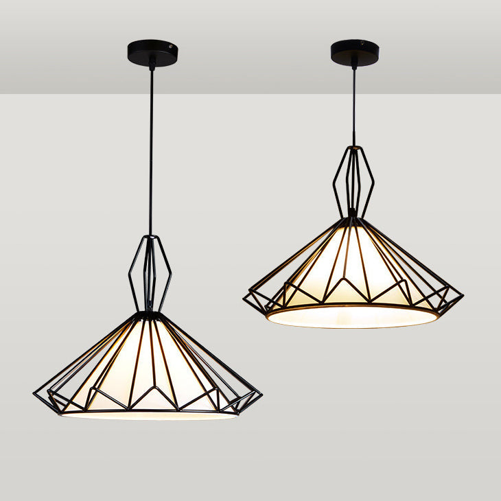 Contemporary Scandinavian Diamond Conical Iron PVC 1 - Light Pendant Light For Dining Room