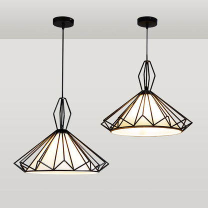 Contemporary Scandinavian Diamond Conical Iron PVC 1 - Light Pendant Light For Dining Room