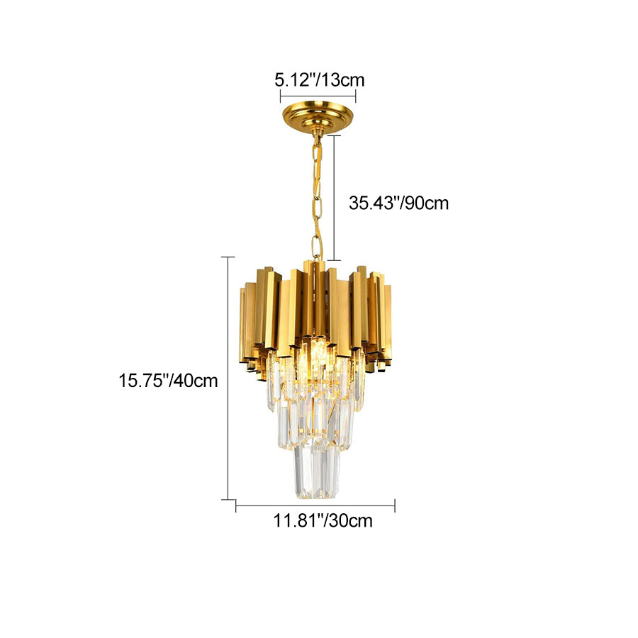 Modern Luxury Trapezoid Iron Crystal 3 - Light Pendant Light For Dining Room