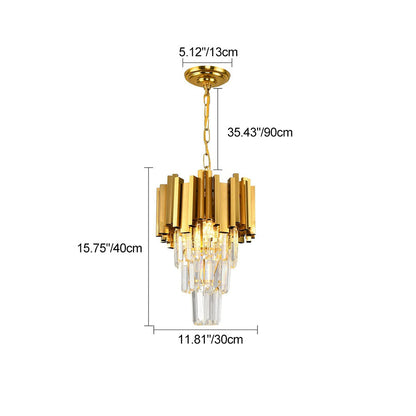 Modern Luxury Trapezoid Iron Crystal 3 - Light Pendant Light For Dining Room