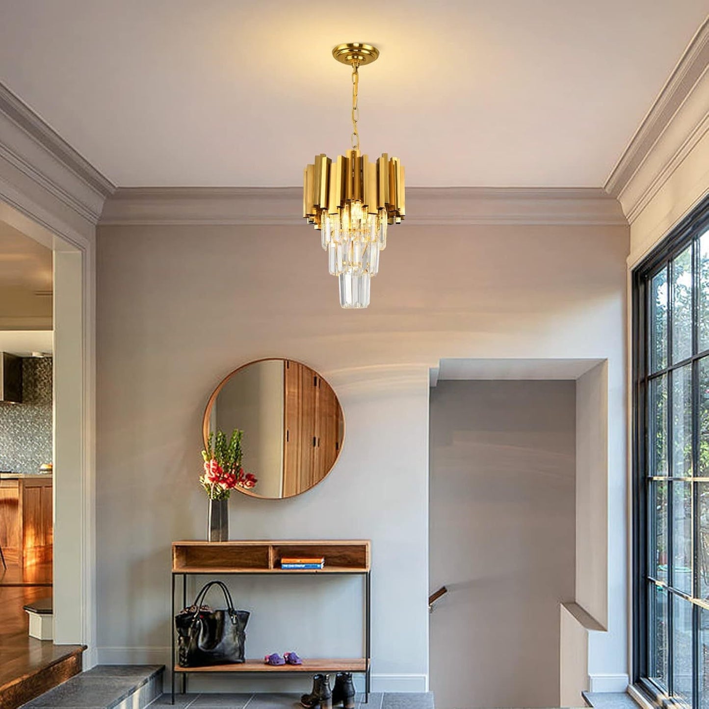 Modern Luxury Trapezoid Iron Crystal 3 - Light Pendant Light For Dining Room