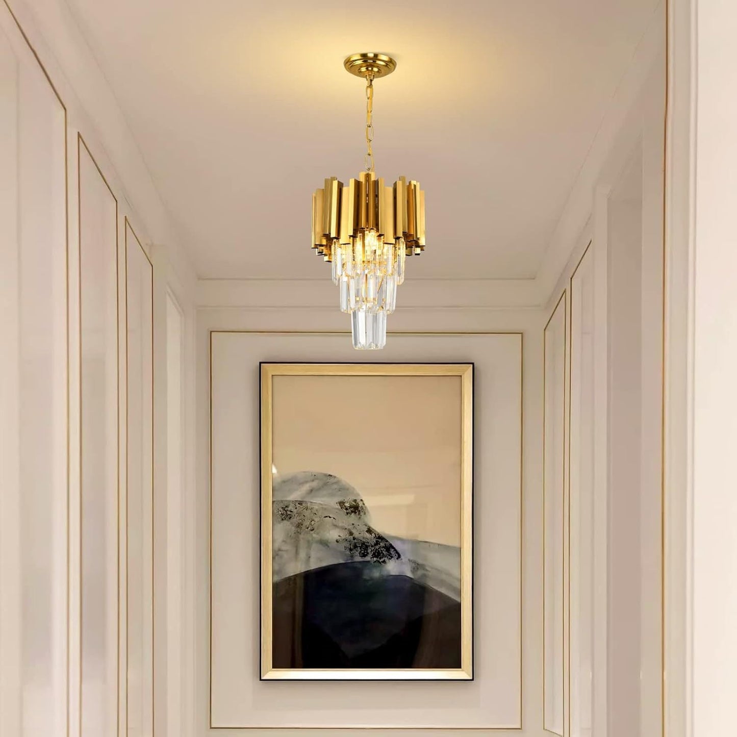 Modern Luxury Trapezoid Iron Crystal 3 - Light Pendant Light For Dining Room
