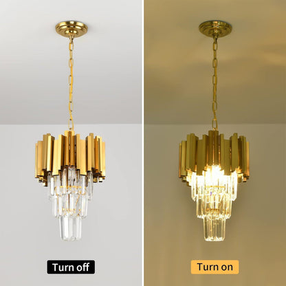 Modern Luxury Trapezoid Iron Crystal 3 - Light Pendant Light For Dining Room