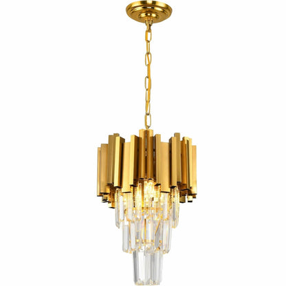 Modern Luxury Trapezoid Iron Crystal 3 - Light Pendant Light For Dining Room