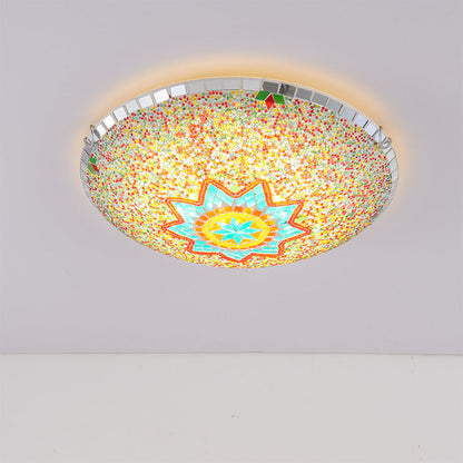 Traditional Tiffany Semicircle Hardware Glass 2/3/4 - Light Flush Mount Ceiling Light For Living Room