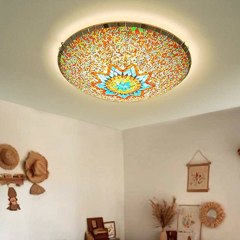 Traditional Tiffany Semicircle Hardware Glass 2/3/4 - Light Flush Mount Ceiling Light For Living Room