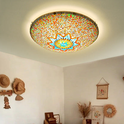 Traditional Tiffany Semicircle Hardware Glass 2/3/4 - Light Flush Mount Ceiling Light For Living Room
