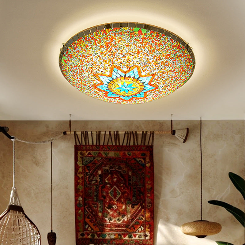 Traditional Tiffany Semicircle Hardware Glass 2/3/4 - Light Flush Mount Ceiling Light For Living Room
