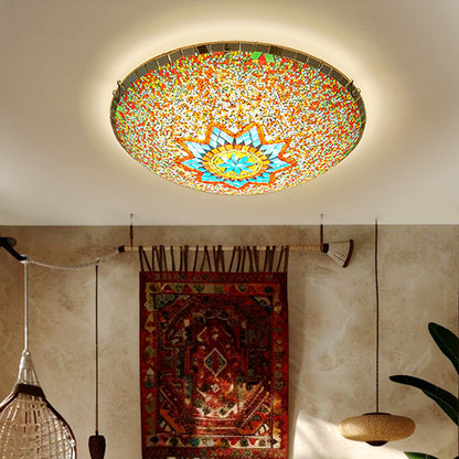 Traditional Tiffany Semicircle Hardware Glass 2/3/4 - Light Flush Mount Ceiling Light For Living Room
