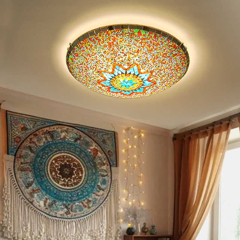 Traditional Tiffany Semicircle Hardware Glass 2/3/4 - Light Flush Mount Ceiling Light For Living Room