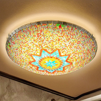 Traditional Tiffany Semicircle Hardware Glass 2/3/4 - Light Flush Mount Ceiling Light For Living Room