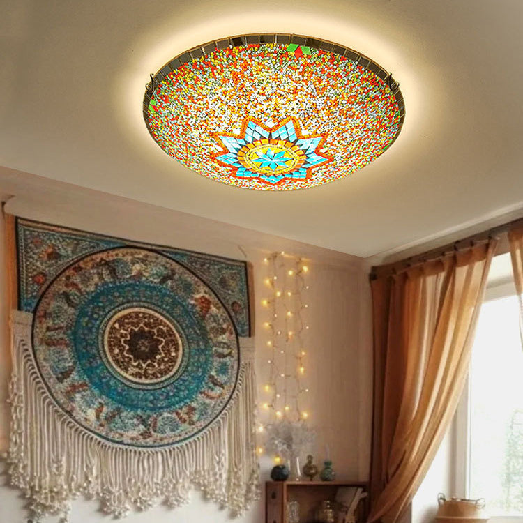 Traditional Tiffany Semicircle Hardware Glass 2/3/4 - Light Flush Mount Ceiling Light For Living Room