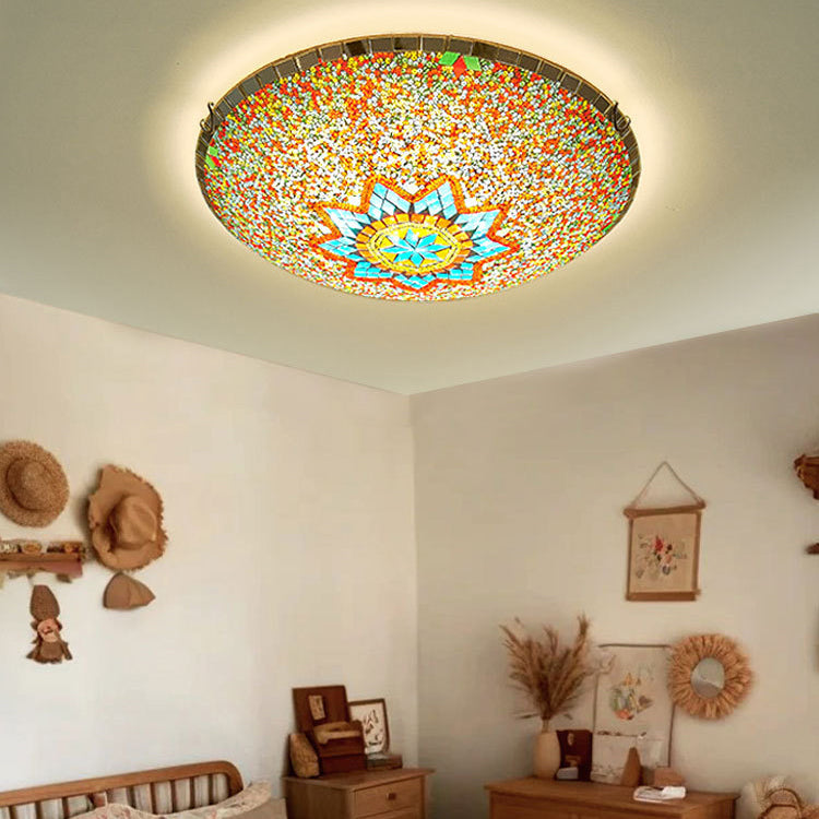 Traditional Tiffany Semicircle Hardware Glass 2/3/4 - Light Flush Mount Ceiling Light For Living Room