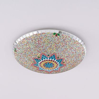 Traditional Tiffany Semicircle Hardware Glass 2/3/4 - Light Flush Mount Ceiling Light For Living Room