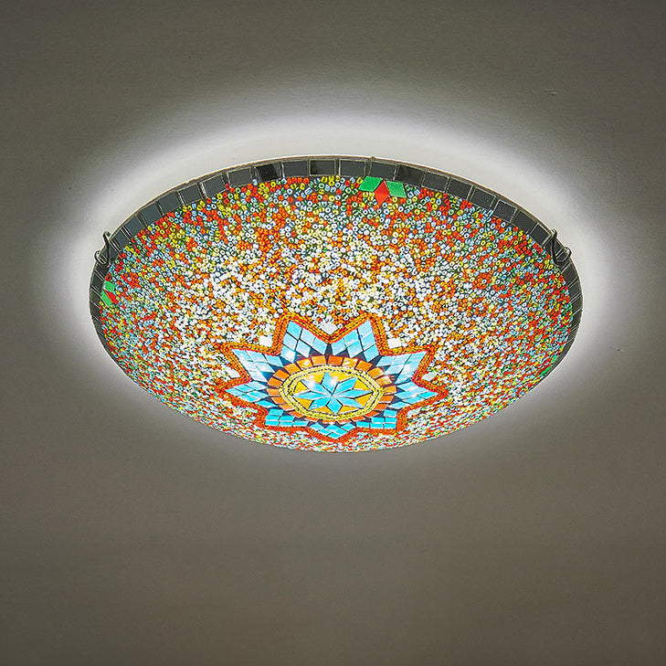 Traditional Tiffany Semicircle Hardware Glass 2/3/4 - Light Flush Mount Ceiling Light For Living Room