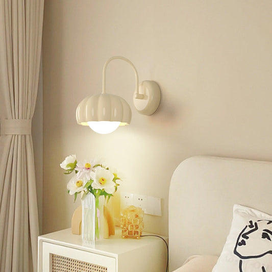 Contemporary Nordic Cream Pumpkin Resin PE Hardware 1 - Light Wall Sconce Lamp For Bedroom