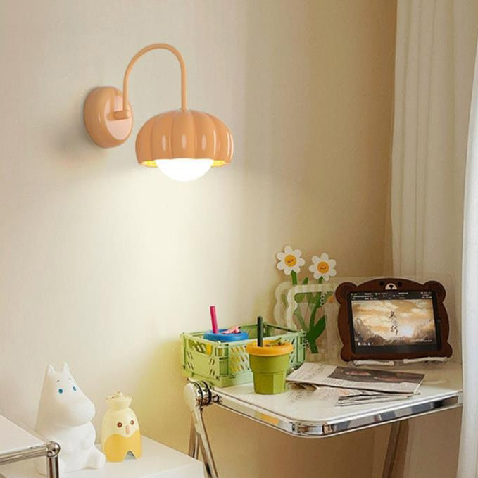 Contemporary Nordic Cream Pumpkin Resin PE Hardware 1 - Light Wall Sconce Lamp For Bedroom