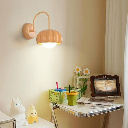 Contemporary Nordic Cream Pumpkin Resin PE Hardware 1 - Light Wall Sconce Lamp For Bedroom