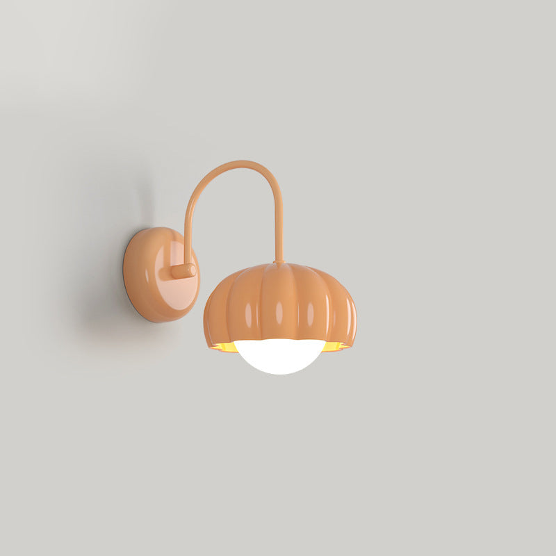 Contemporary Nordic Cream Pumpkin Resin PE Hardware 1 - Light Wall Sconce Lamp For Bedroom