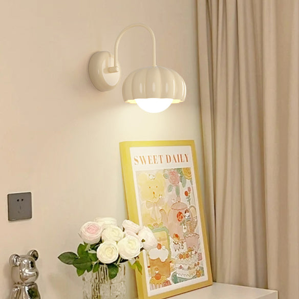 Contemporary Nordic Cream Pumpkin Resin PE Hardware 1 - Light Wall Sconce Lamp For Bedroom