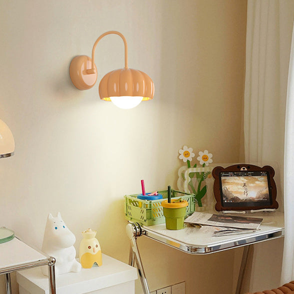 Contemporary Nordic Cream Pumpkin Resin PE Hardware 1 - Light Wall Sconce Lamp For Bedroom
