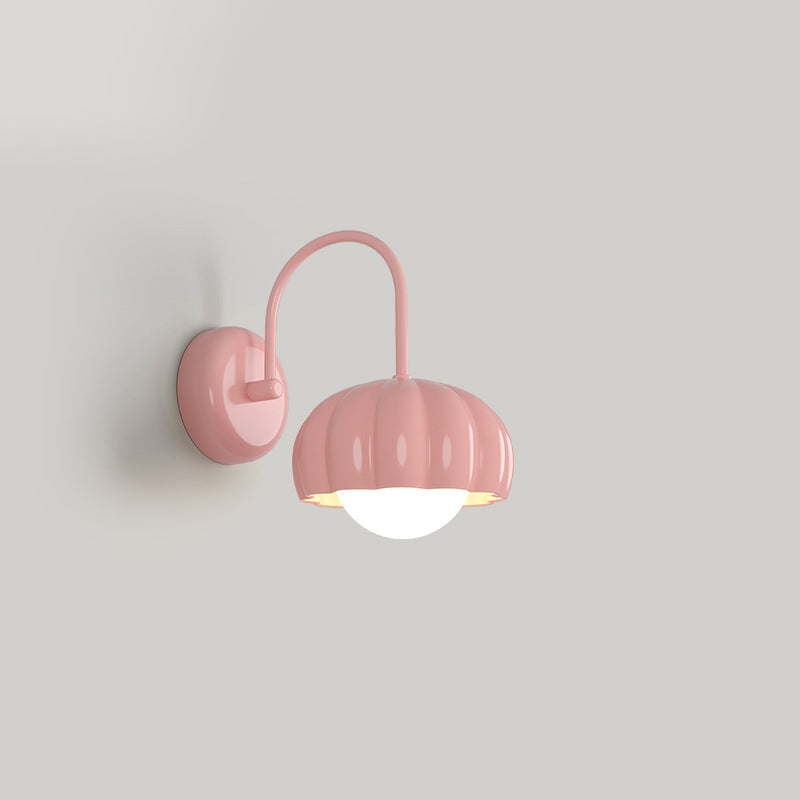 Contemporary Nordic Cream Pumpkin Resin PE Hardware 1 - Light Wall Sconce Lamp For Bedroom