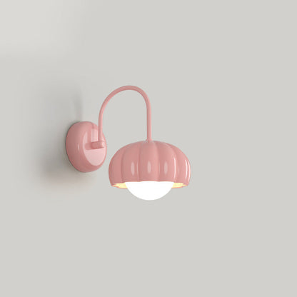 Contemporary Nordic Cream Pumpkin Resin PE Hardware 1 - Light Wall Sconce Lamp For Bedroom
