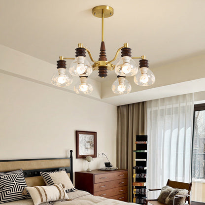Traditional French Semicircle Rubber Wood Iron Glass 3/6/8 - Light Chandelier For Living Room