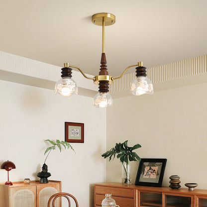 Traditional French Semicircle Rubber Wood Iron Glass 3/6/8 - Light Chandelier For Living Room