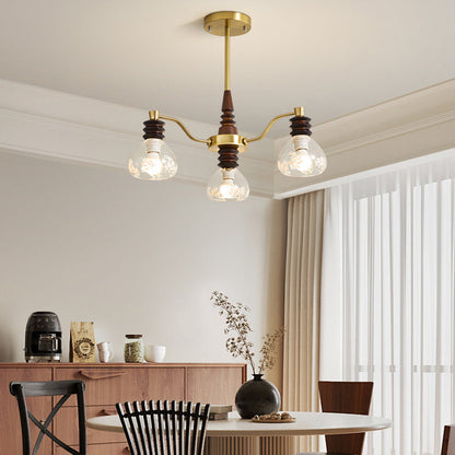 Traditional French Semicircle Rubber Wood Iron Glass 3/6/8 - Light Chandelier For Living Room