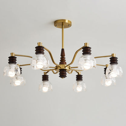 Traditional French Semicircle Rubber Wood Iron Glass 3/6/8 - Light Chandelier For Living Room