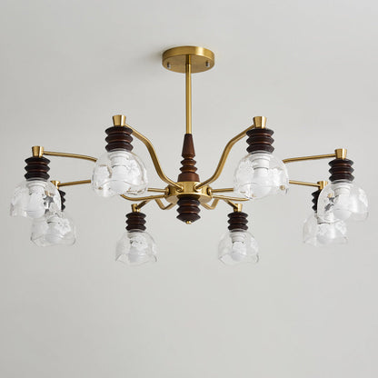 Traditional French Semicircle Rubber Wood Iron Glass 3/6/8 - Light Chandelier For Living Room