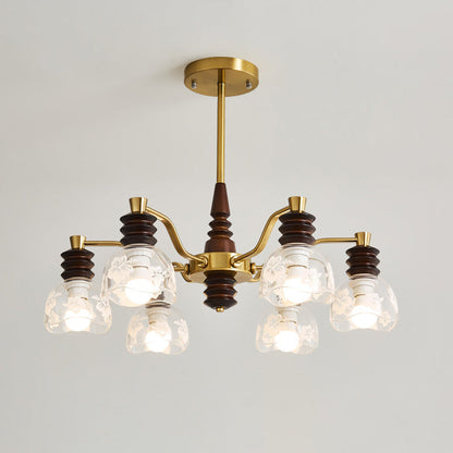 Traditional French Semicircle Rubber Wood Iron Glass 3/6/8 - Light Chandelier For Living Room
