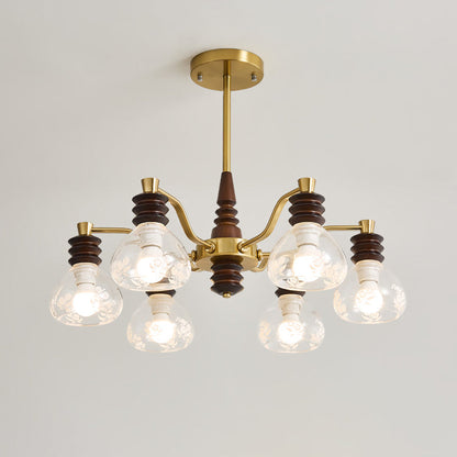 Traditional French Semicircle Rubber Wood Iron Glass 3/6/8 - Light Chandelier For Living Room