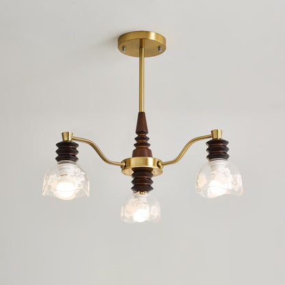 Traditional French Semicircle Rubber Wood Iron Glass 3/6/8 - Light Chandelier For Living Room
