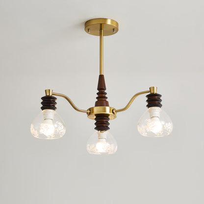 Traditional French Semicircle Rubber Wood Iron Glass 3/6/8 - Light Chandelier For Living Room