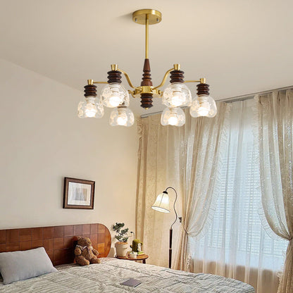 Traditional French Semicircle Rubber Wood Iron Glass 3/6/8 - Light Chandelier For Living Room