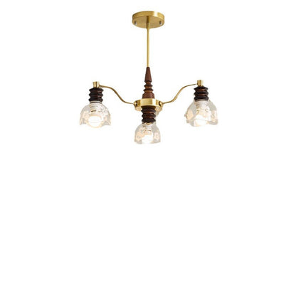 Traditional French Semicircle Rubber Wood Iron Glass 3/6/8 - Light Chandelier For Living Room