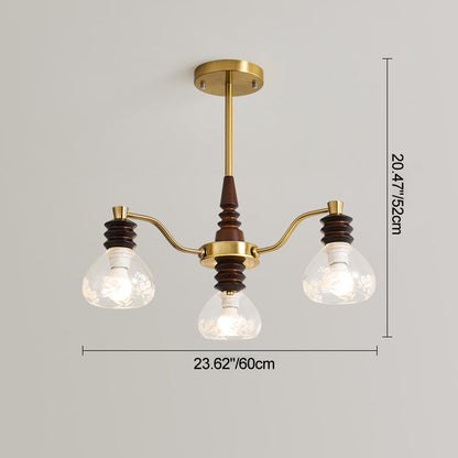 Traditional French Semicircle Rubber Wood Iron Glass 3/6/8 - Light Chandelier For Living Room