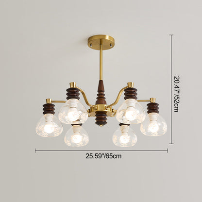 Traditional French Semicircle Rubber Wood Iron Glass 3/6/8 - Light Chandelier For Living Room