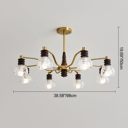 Traditional French Semicircle Rubber Wood Iron Glass 3/6/8 - Light Chandelier For Living Room