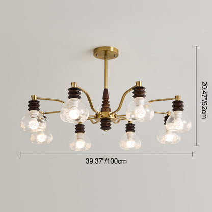 Traditional French Semicircle Rubber Wood Iron Glass 3/6/8 - Light Chandelier For Living Room