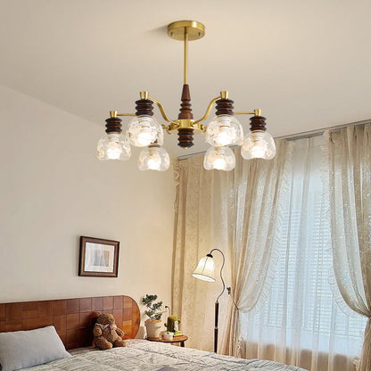 Traditional French Semicircle Rubber Wood Iron Glass 3/6/8 - Light Chandelier For Living Room